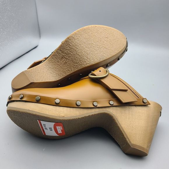 Isabel Marant Titya Clogs Mid-Heel Studded Camel Leather stud wood Sz 6 36 new - Picture 9 of 10